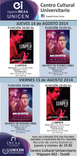 Programacin semanal en el Cine Incaa de la Unicen