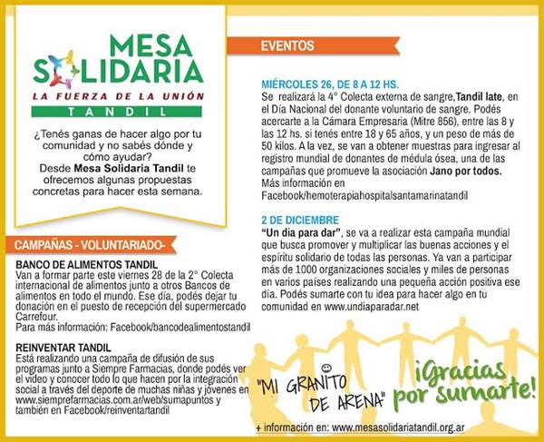 Agenda de la Mesa Solidaria